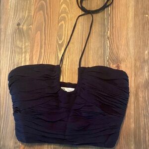 Zara Black Ruched Crop Top
